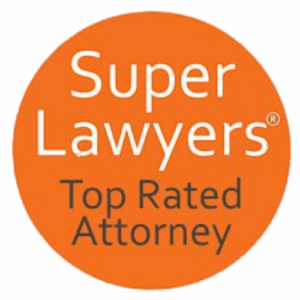Super Lawyers Top Rated Attorney badge logo